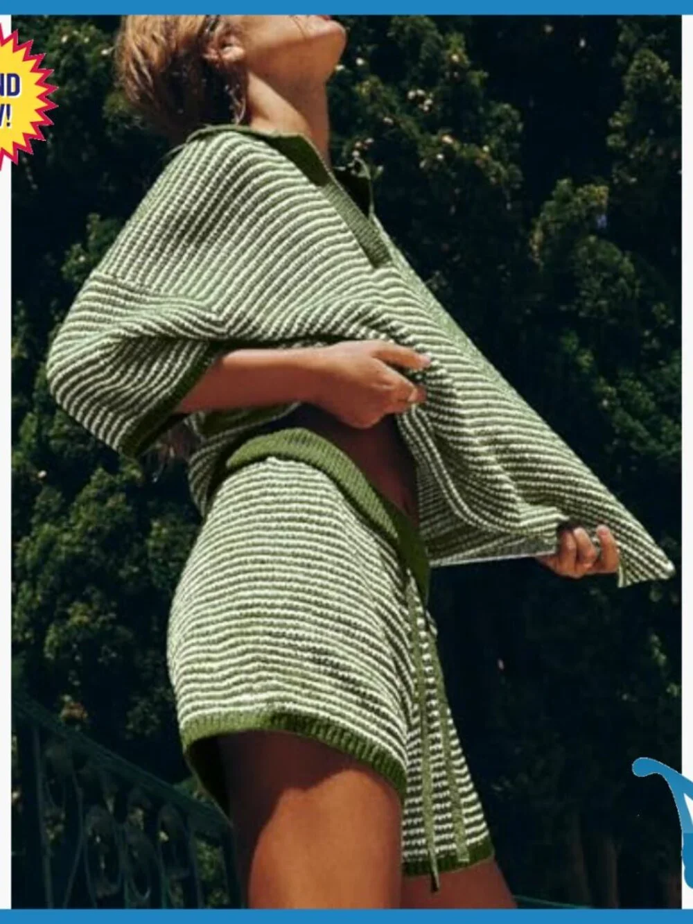 Oversized 3/4 Sleeve V-Neck Sweater Set with High Waisted Shorts Lounge Wear